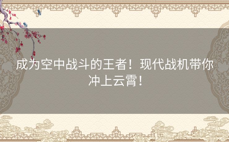 成为空中战斗的王者！现代战机带你冲上云霄！