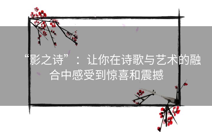 “影之诗”：让你在诗歌与艺术的融合中感受到惊喜和震撼
