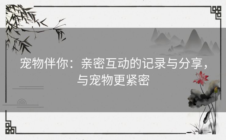 宠物伴你：亲密互动的记录与分享，与宠物更紧密