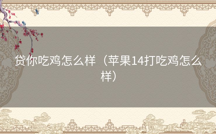 贷你吃鸡怎么样（苹果14打吃鸡怎么样）