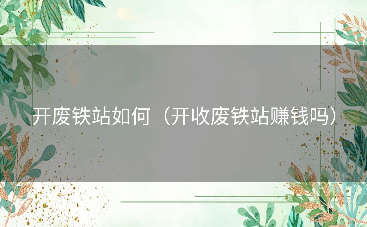 开废铁站如何（开收废铁站赚钱吗）