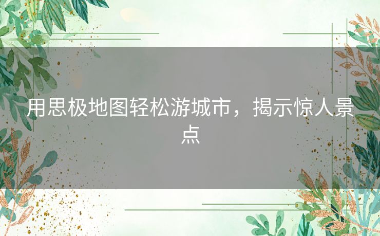 用思极地图轻松游城市，揭示惊人景点