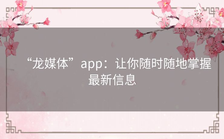 “龙媒体”app：让你随时随地掌握最新信息