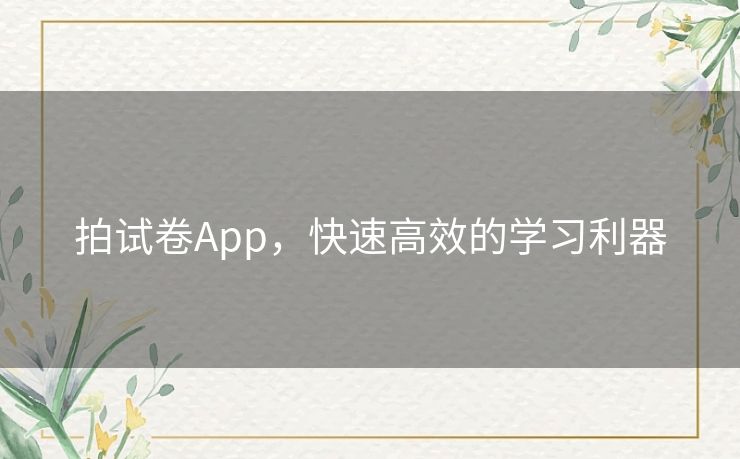 拍试卷App，快速高效的学习利器