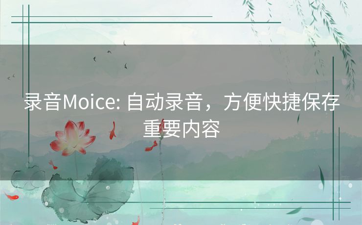 录音Moice: 自动录音，方便快捷保存重要内容