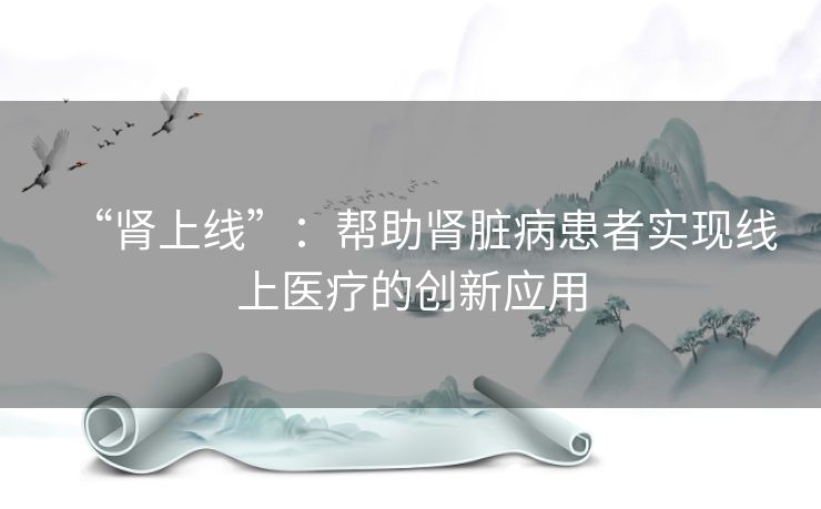 “肾上线”：帮助肾脏病患者实现线上医疗的创新应用