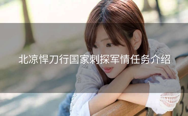 北凉悍刀行国家刺探军情任务介绍