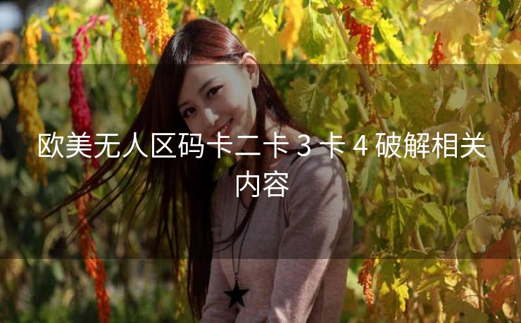 欧美无人区码卡二卡 3 卡 4 破解相关内容
