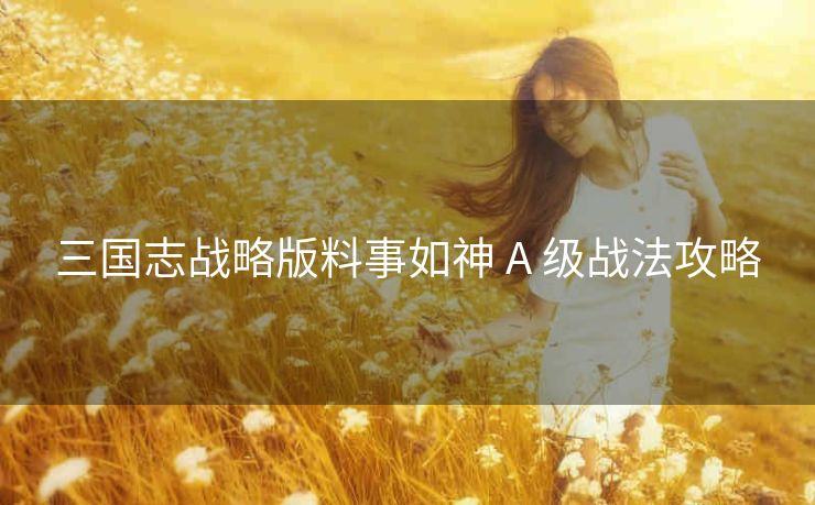 三国志战略版料事如神 A 级战法攻略