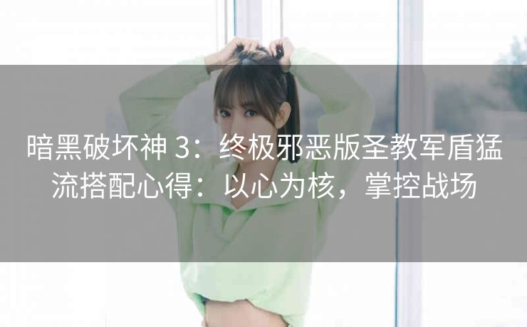 暗黑破坏神 3：终极邪恶版圣教军盾猛流搭配心得：以心为核，掌控战场