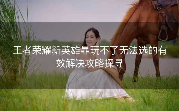 王者荣耀新英雄暃玩不了无法选的有效解决攻略探寻