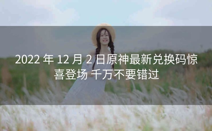 2022 年 12 月 2 日原神最新兑换码惊喜登场 千万不要错过