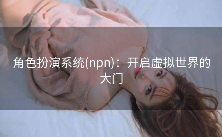 角色扮演系统(npn)：开启虚拟世界的大门