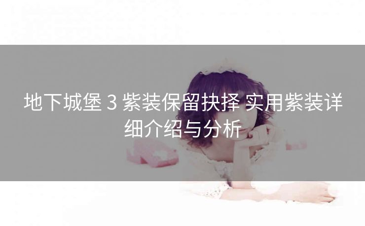 地下城堡 3 紫装保留抉择 实用紫装详细介绍与分析